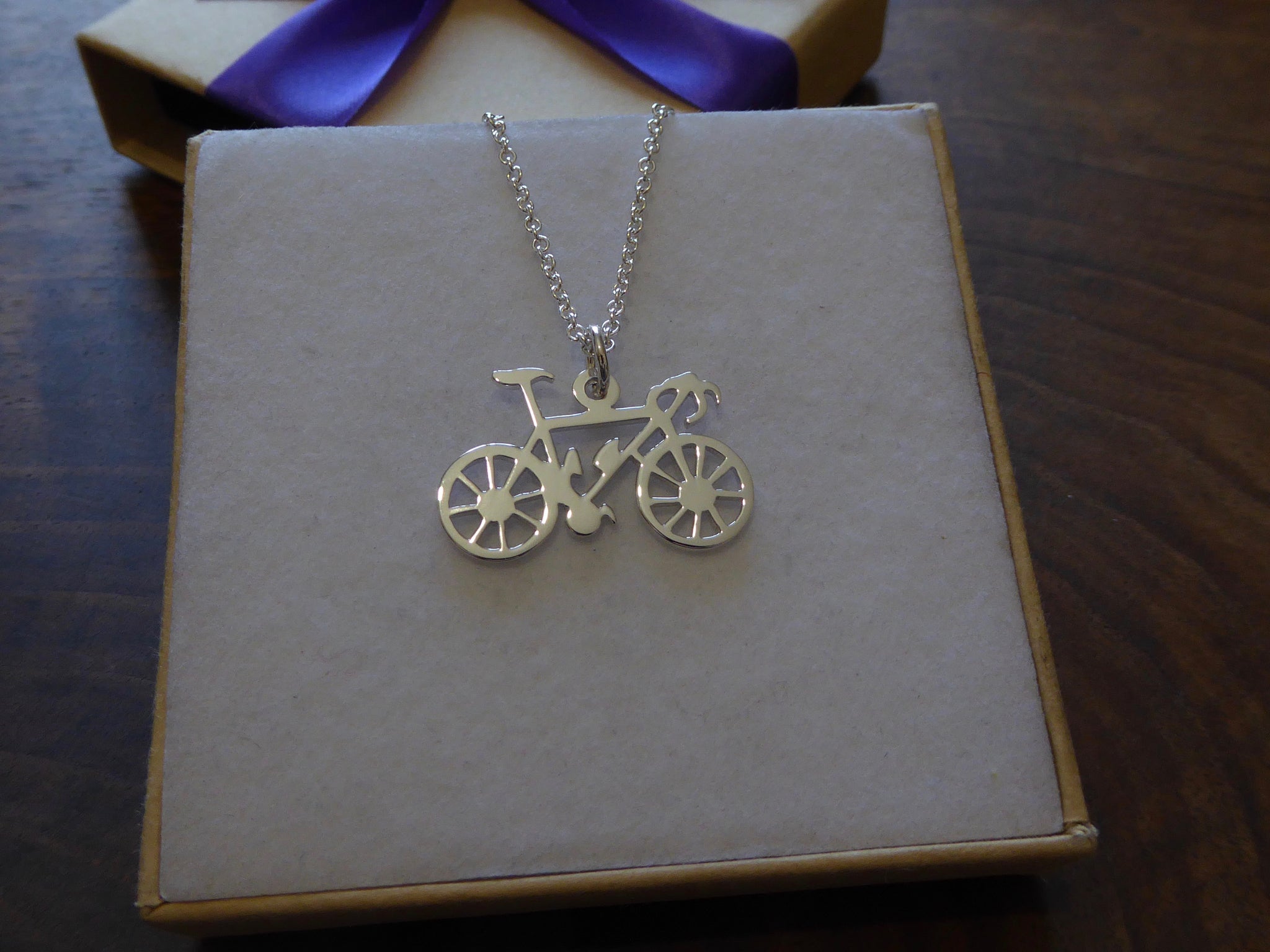 Silver Bicycle Necklace Gorjess Jewellery