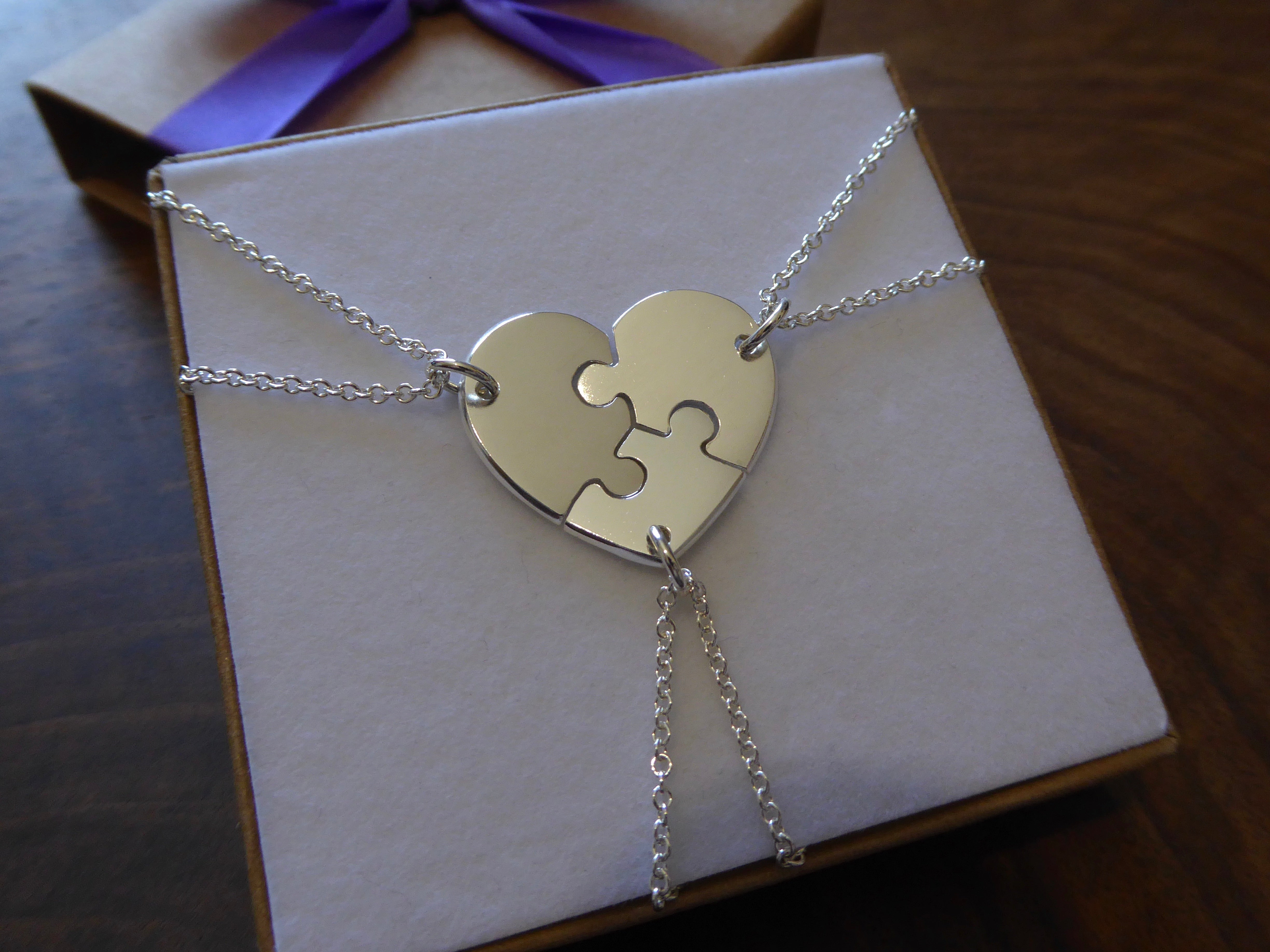 Three Piece Heart Necklace Gorjess Jewellery